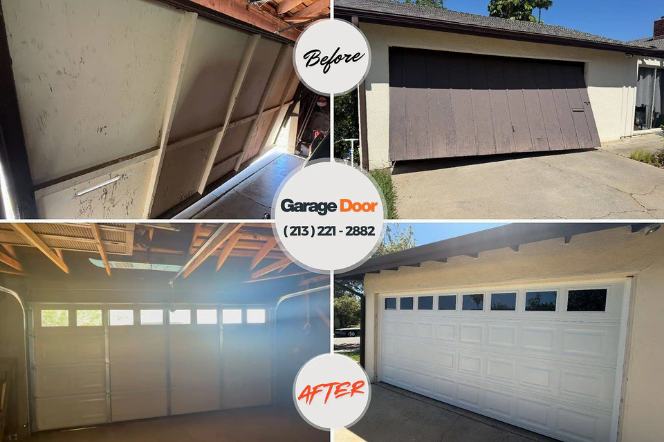 Before and after: garage door repair Bosque Farms, NM